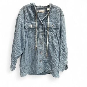 Women's 90s denim button up with hood by Marsh Landing size small (s3) 20.5"